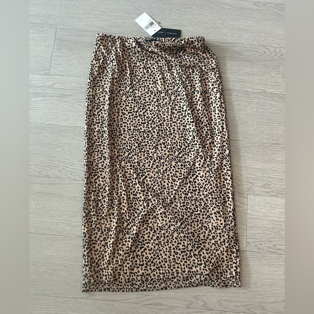 AFRM Leopard Print Midi Pencil Skirt Size S